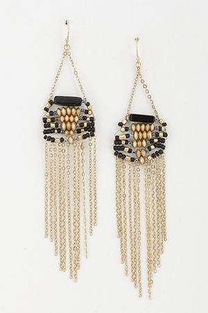 Aztec Style Bead Earrings with Fringe Detail 5JBC10